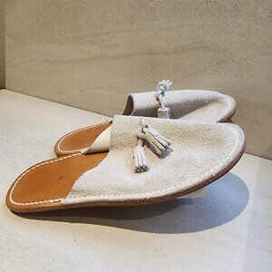 Hender Scheme Beige Tasseled Slipper Flat Unisex Adults 9, 10.25"